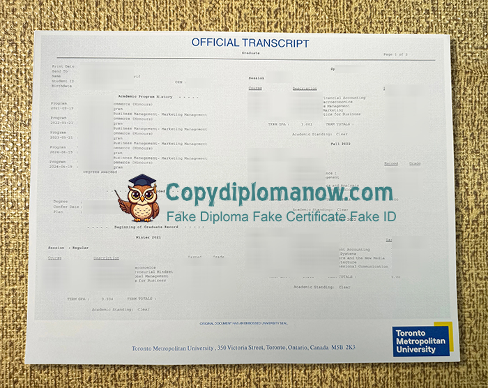 Toronto Metropolitan University Transcript