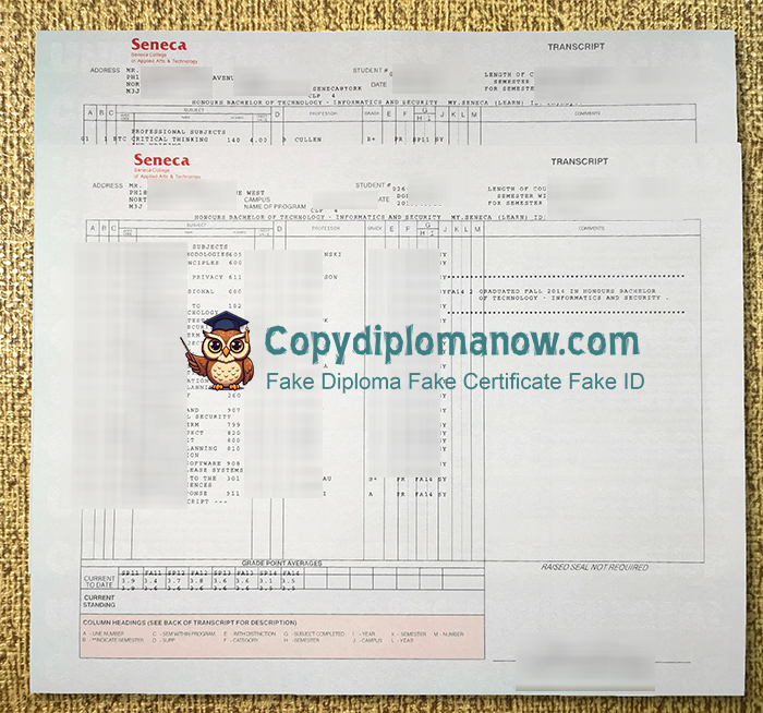 Seneca College Transcript