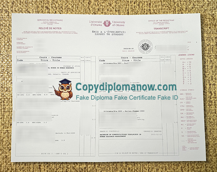 University of Ottawa Transcript