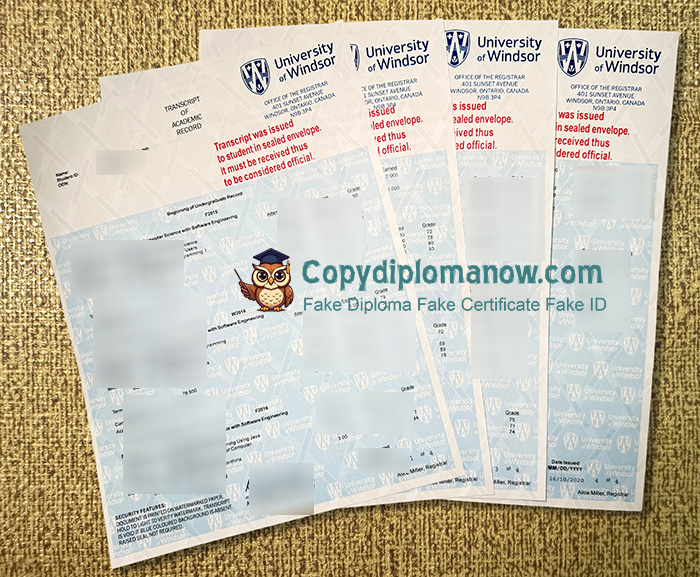 University of Windsor Transcript