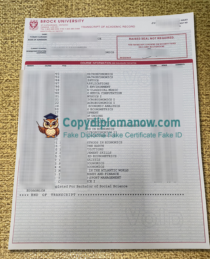 Brock University Transcript