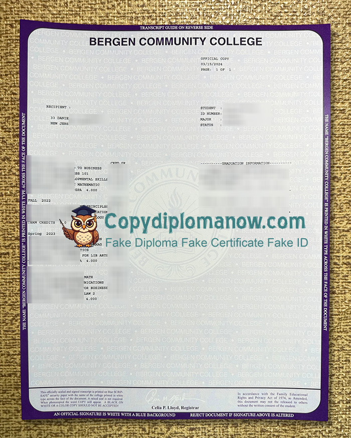 Bergen Community College Transcript