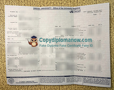 Drexel University Transcript