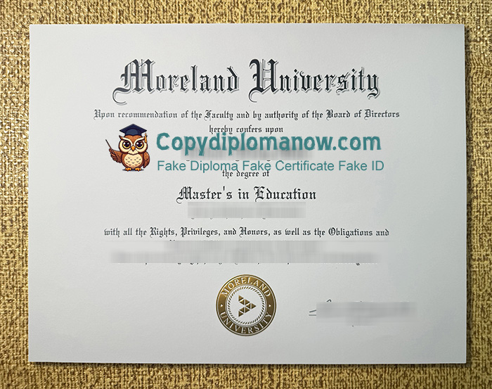Moreland University Diploma