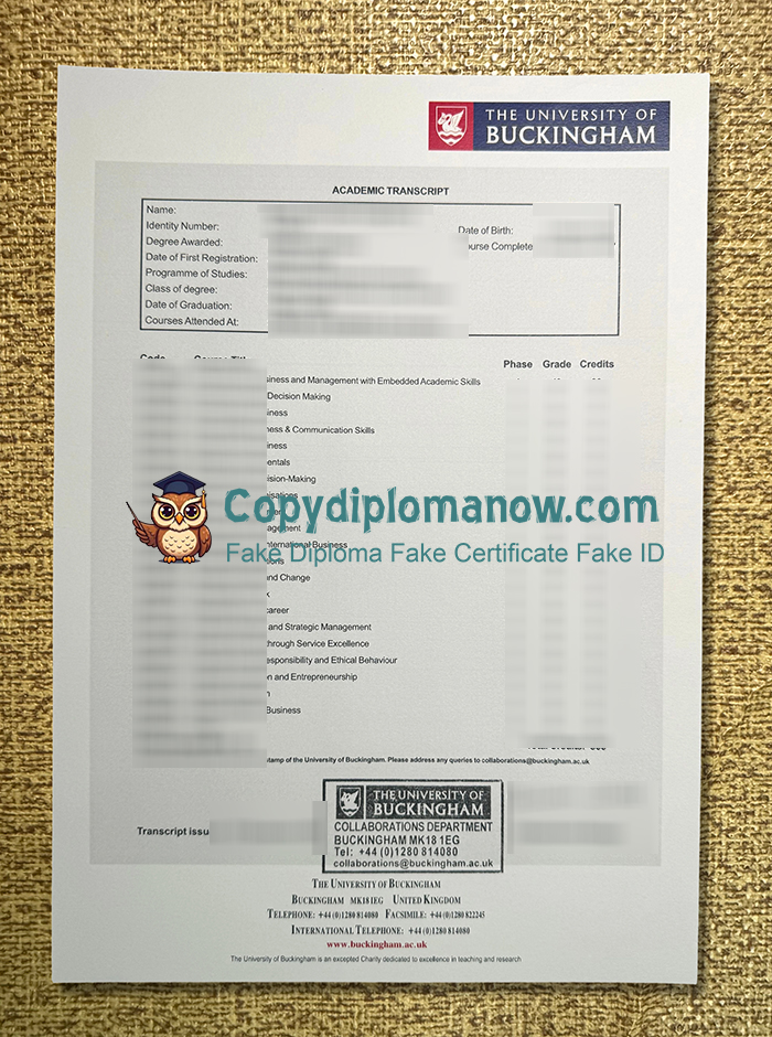 University of Buckingham Transcript