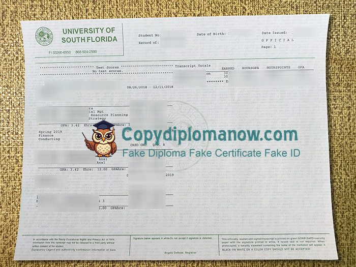 University of South Florida Transcript, USF Transcript