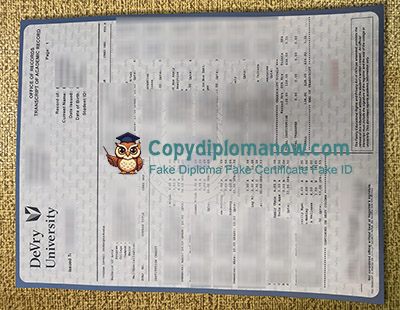 DeVry University Transcript