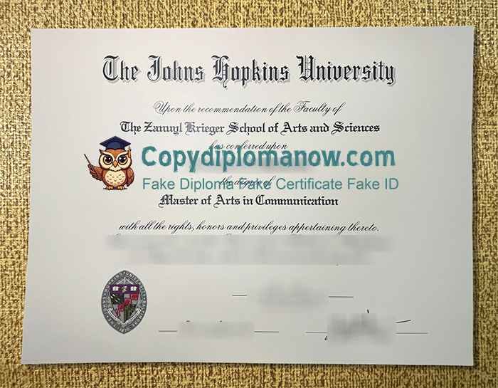 Johns Hopkins University Diploma, JHU Diploma