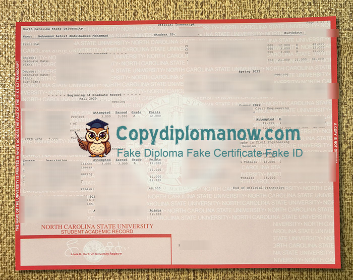 North Carolina State University Transcript, NCSU Transcript