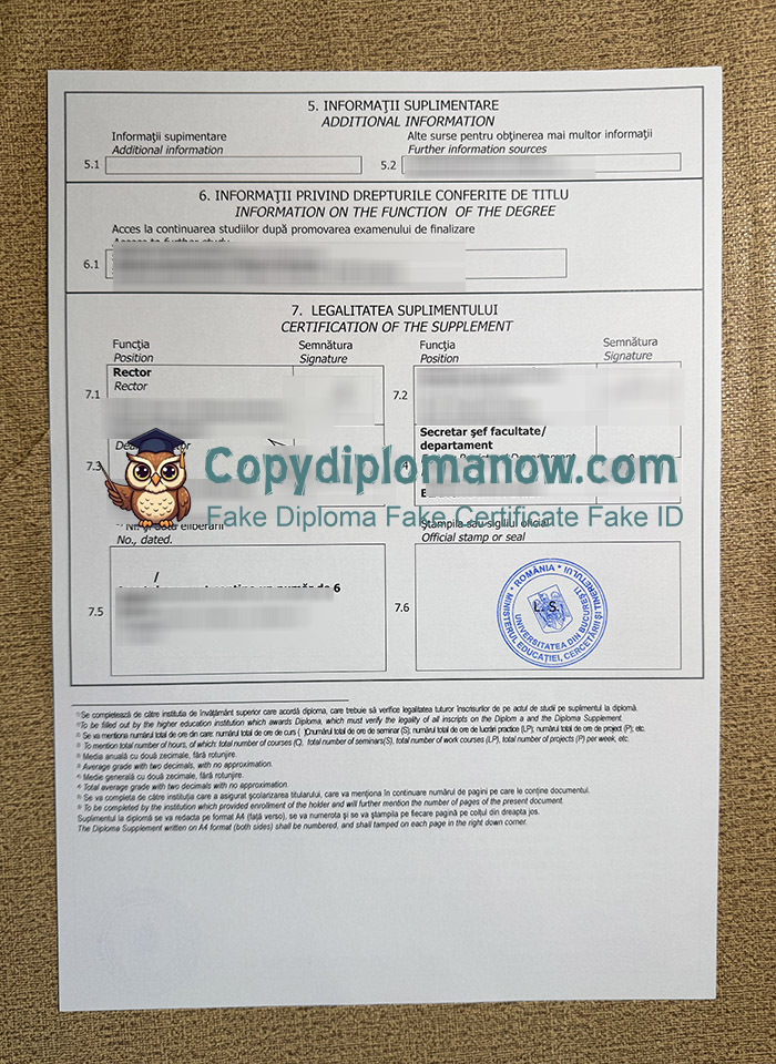 Universitatea din Bucureşti Diploma Supplement